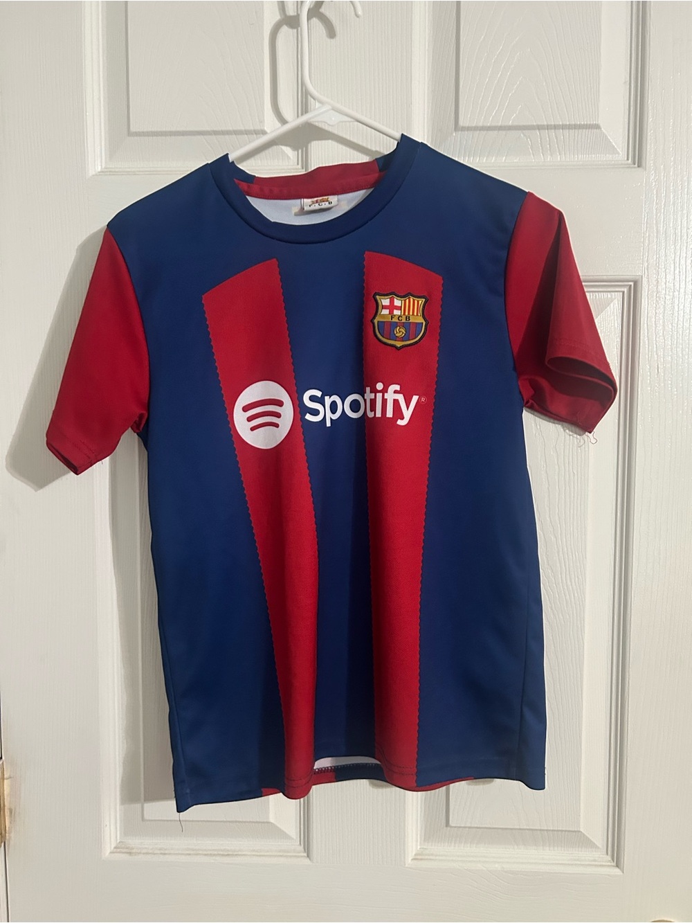 Kids Soccer Jersey in Blue and Red with Club Crest